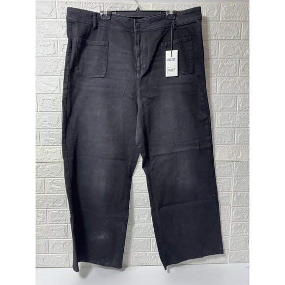 Oat New York Jeans Women's Size 22W High Rise Wide Leg Black Wash Raw Hem Jeans - Picture 1 of 8